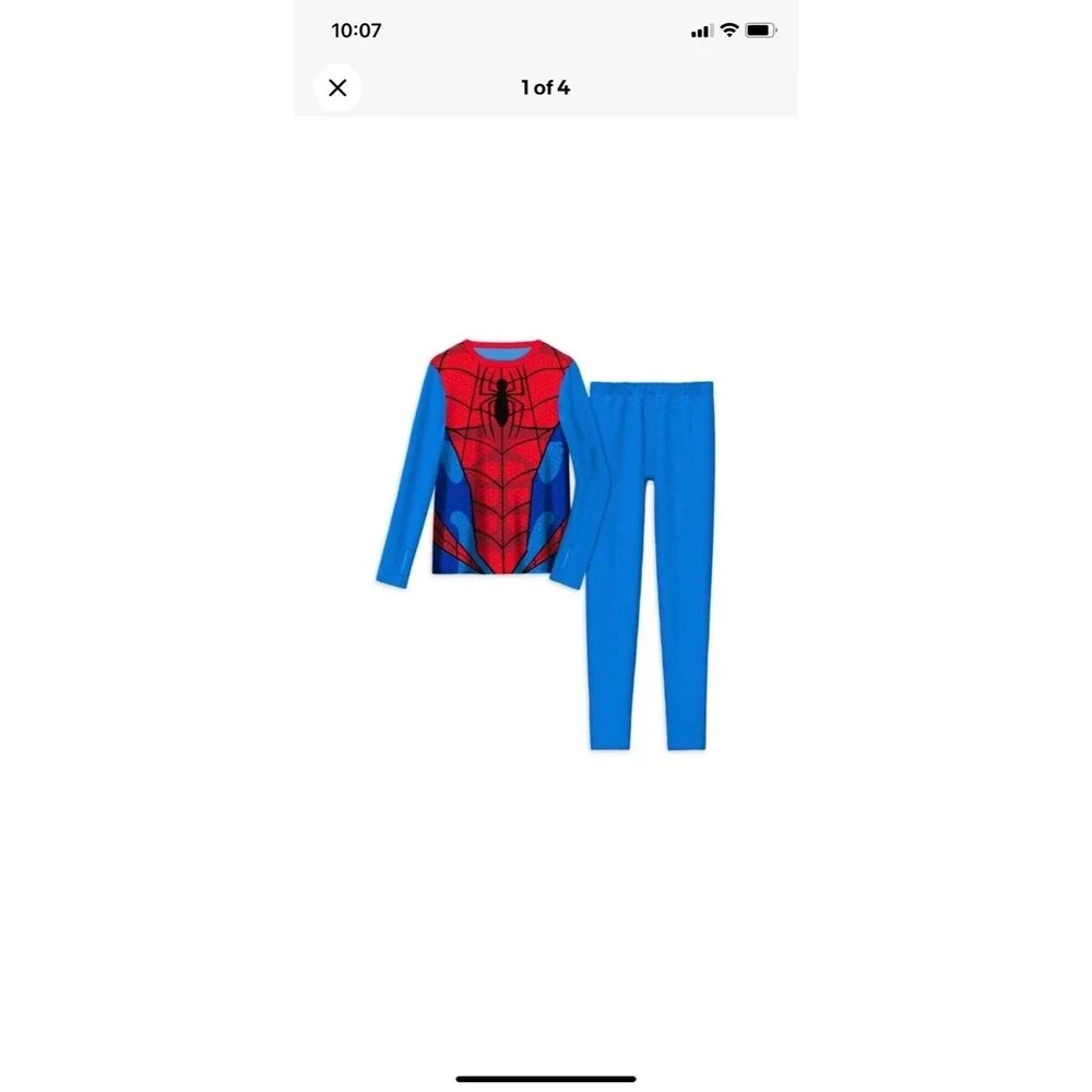 ClimateRight by Cuddl Duds Boys Spiderman Thermal Baselayer Set Medium 8/10 NEW